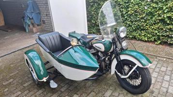 Harley Davidson flathead 1942 + Samwell zijspan beschikbaar voor biedingen