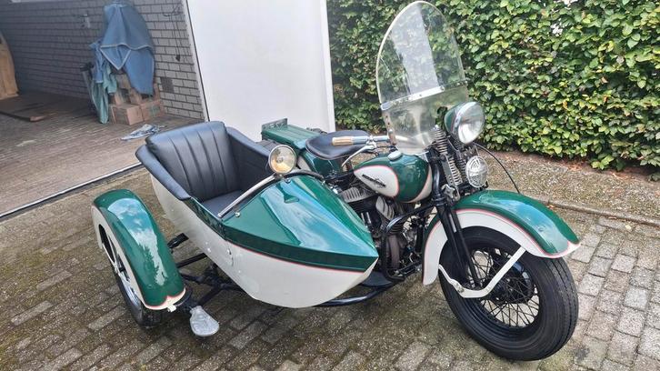 Harley Davidson flathead 1942 + Samwell zijspan, Motoren, Motoren | Harley-Davidson, Particulier, 2 cilinders, Motorrijbewijs A