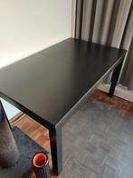 Zwarte uitschuifbare houten tafel 140x80cm, Huis en Inrichting, Tafels | Eettafels, Ophalen, Gebruikt