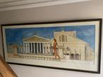 Très grande aquarelle ; temple de Vénus et Rome, Antiquités & Art, Enlèvement ou Envoi