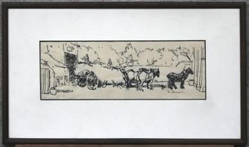 Frans Smeers  1873 - 1960  Tekening   Hooitijd beschikbaar voor biedingen