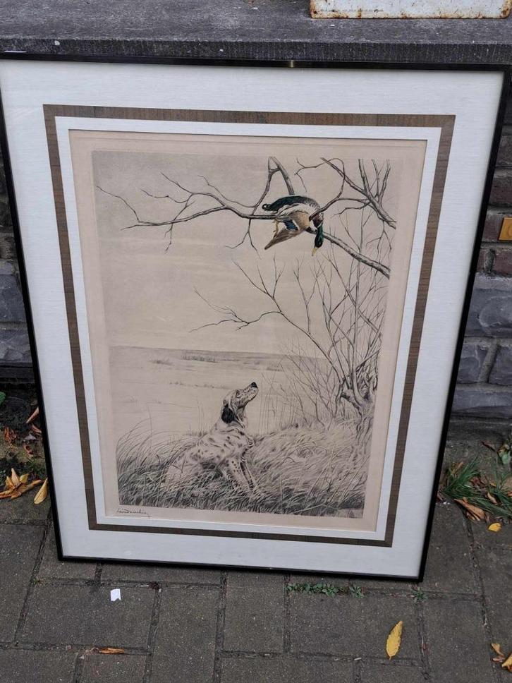 gravure signe Léon danchin, Antiek en Kunst, Kunst | Etsen en Gravures, Ophalen of Verzenden