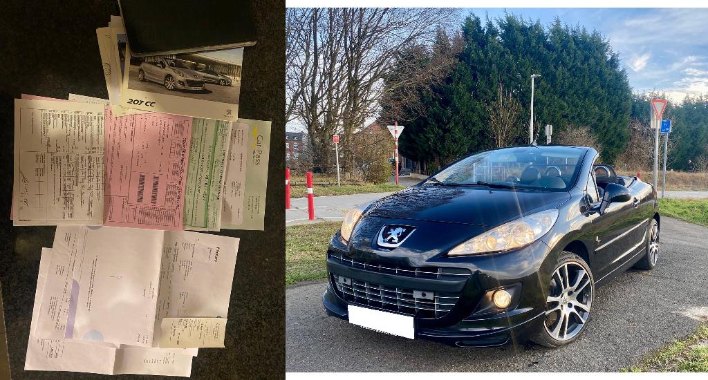 Peugeot 207cc *Black & White* Editie + Serviced + APK, Voorwielaandrijving, Zwart, Cabriolet, Zwart