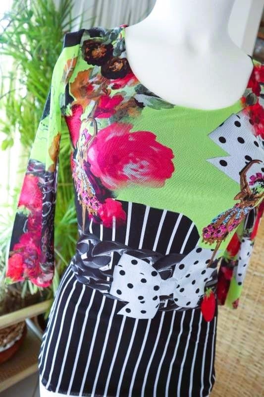 aansluitend bijzonder kleurrijke T-shirt blouse, Overige kleuren, Ophalen of Verzenden, Maat 36 (S), Fehu (Italy)