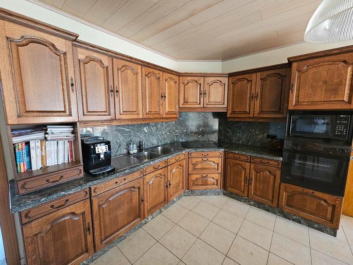 Massief eiken hoek keuken met graniet blad te koop, Maison & Meubles, Cuisine | Cuisines complètes, Enlèvement