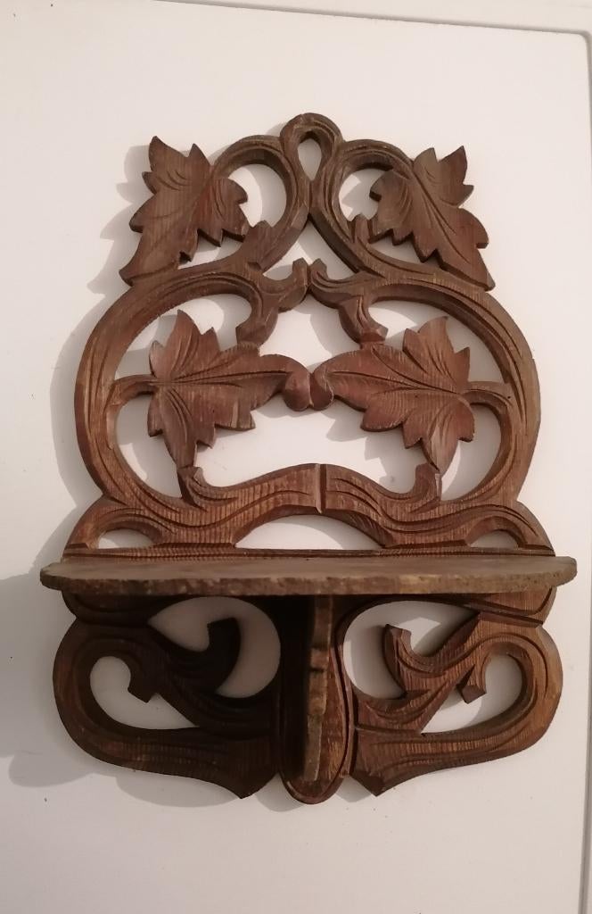Étagère ancienne bois sculptée, Autres styles, Bois, Brun, Autres sujets