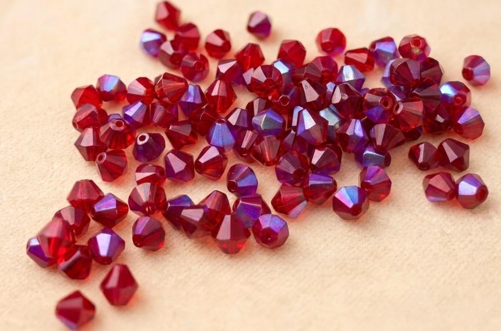 lot kralen 100 donkerrood AB cone 7mm, Hobby en Vrije tijd, Kralen en Sieraden maken, Nieuw, Kraal, Ophalen of Verzenden