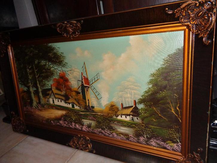 *Belle grande peinture signée avec un très beau cadre, Antiquités & Art, Art | Peinture | Classique, Enlèvement ou Envoi