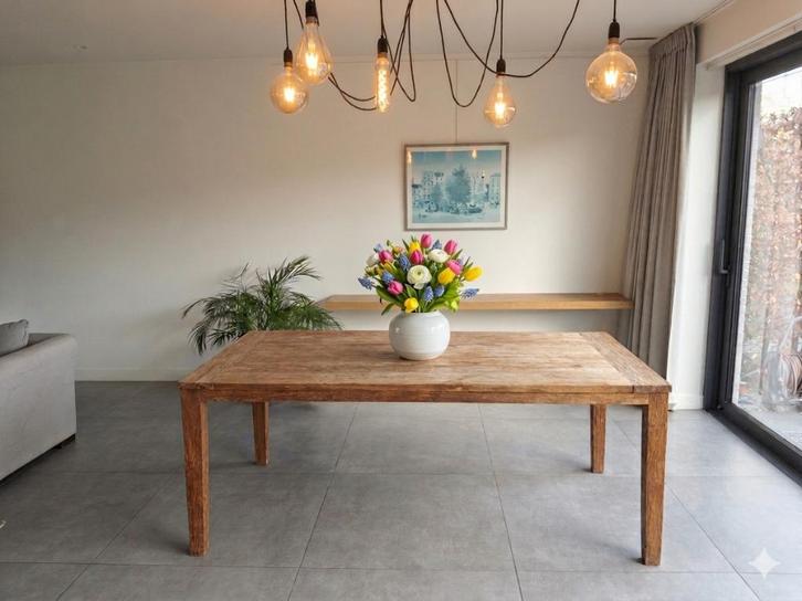 Eettafel massief hout - 200x100 – Duurzaam & karaktervol, Huis en Inrichting, Tafels | Eettafels, Gebruikt, 50 tot 100 cm, 150 tot 200 cm