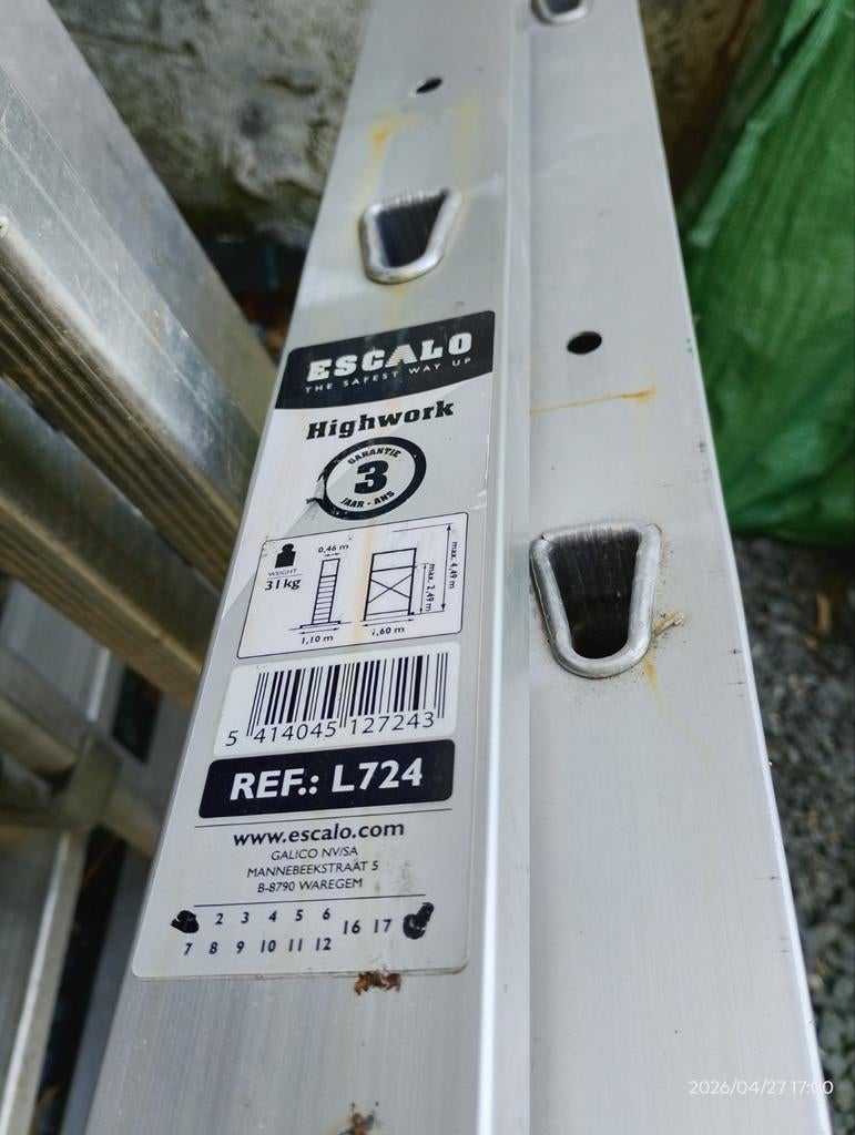 Escalo Highwork échafaudage, Bricolage & Construction, Enlèvement, Utilisé, 2 à 5 mètres