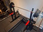 Benchpress en squatrek met halters en gewichten, Sport en Fitness, Fitnessmaterialen, Ophalen