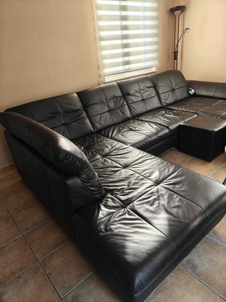 Lederen hoeksalon, Maison & Meubles, Canapés | Coins salons complets, Utilisé, Cuir, Enlèvement