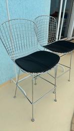 2 chaises de bar style Knoll Bertoia, Maison & Meubles, Enlèvement, Comme neuf, Noir, Cuir