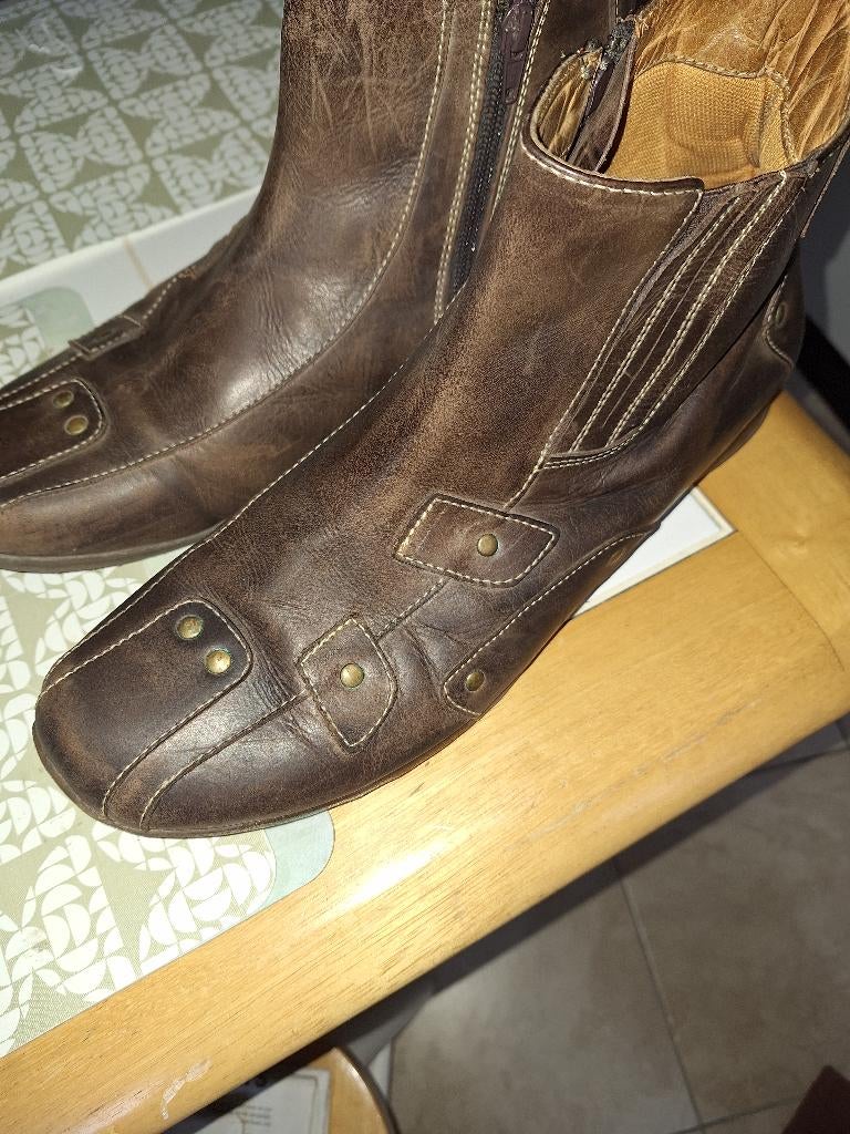 Lederen herenlaarsjes met rits m44, Ophalen, Bruin, Boots, Gedragen