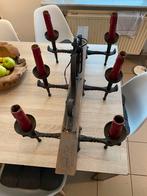 Unieke Landelijke Hanglamp - Massief Eiken Balk & Smeedijzer, Antiek en Kunst, Ophalen