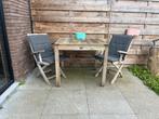 Tuintafel met 2 stoelen - houten set, Ophalen of Verzenden, Zo goed als nieuw, Vierkant, Hout