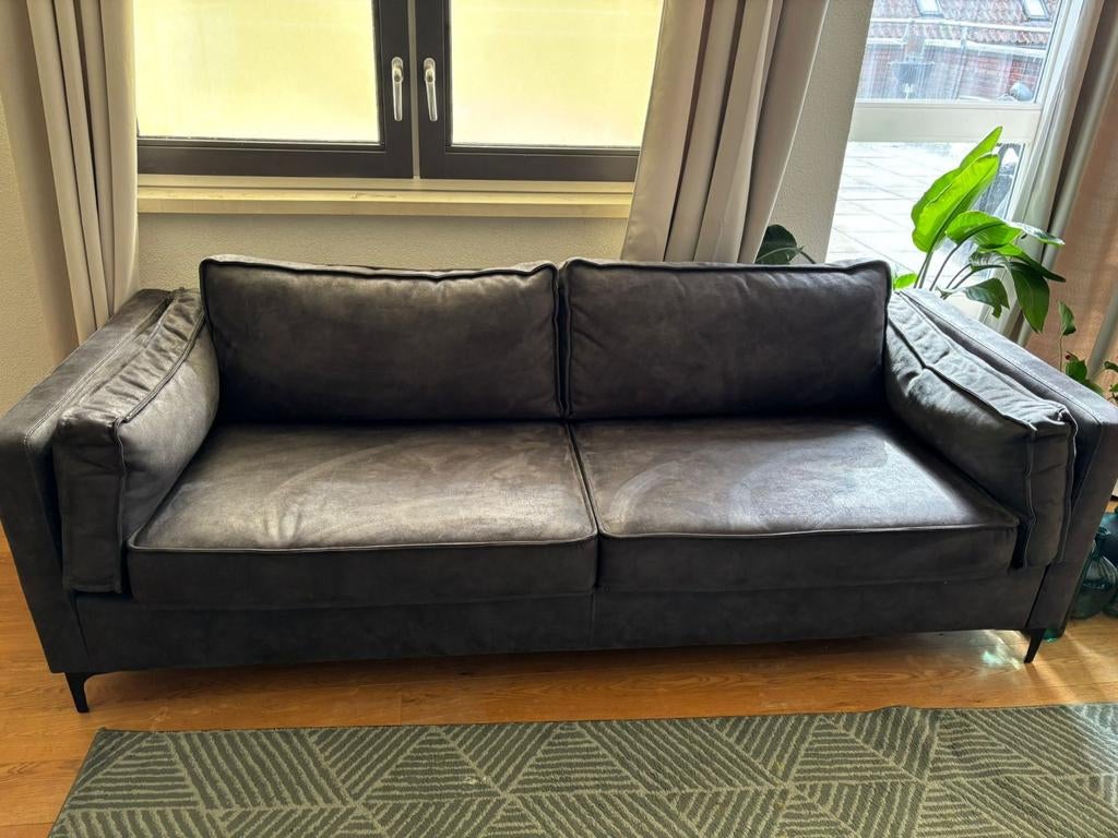 3-zits bank ecoleder antraciet grijs, Huis en Inrichting, Zetels | Zetels, Ophalen
