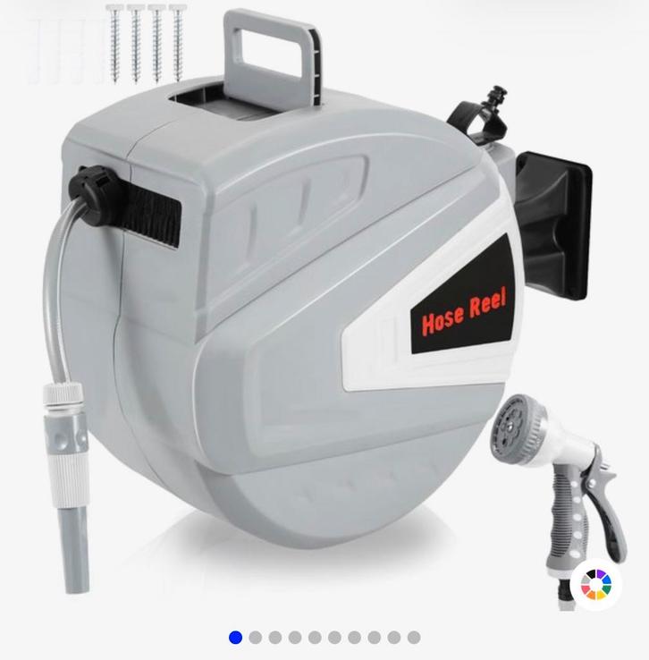 Haspel met handdouche 9 functies, 20 m + 2, Tuin en Terras, Tuinslangen, Nieuw, Ophalen