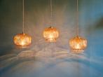 Vintage amberkleurige glazen hanglamp 1960-70(5 beschikbaar), Ophalen of Verzenden