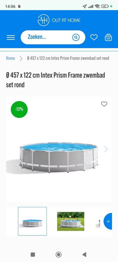 Intex zwembad rond 457cm x 122 cm, Jardin & Terrasse, Piscines, 300 cm ou plus, Rond, Enlèvement, Piscines hors sol