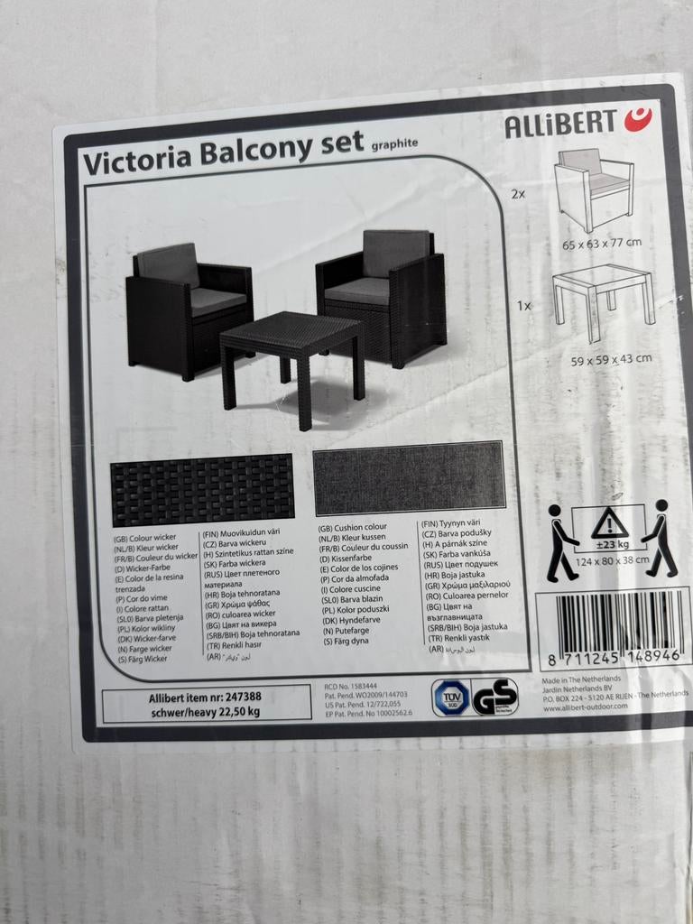 Tuinset met tafeltje en kussens nieuw, Jardin & Terrasse, Ensembles de jardin, Enlèvement, Neuf, Salons de jardin