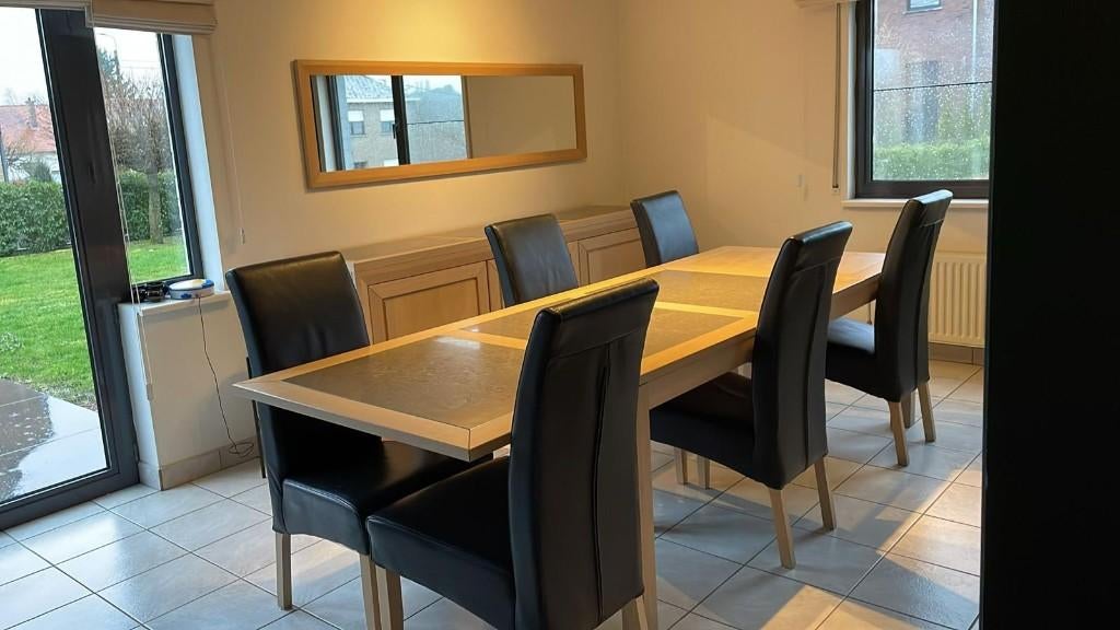 Stijlvolle eiken eetkamer set, Ophalen, Zo goed als nieuw, Rustiek, 4 tot 6 stoelen