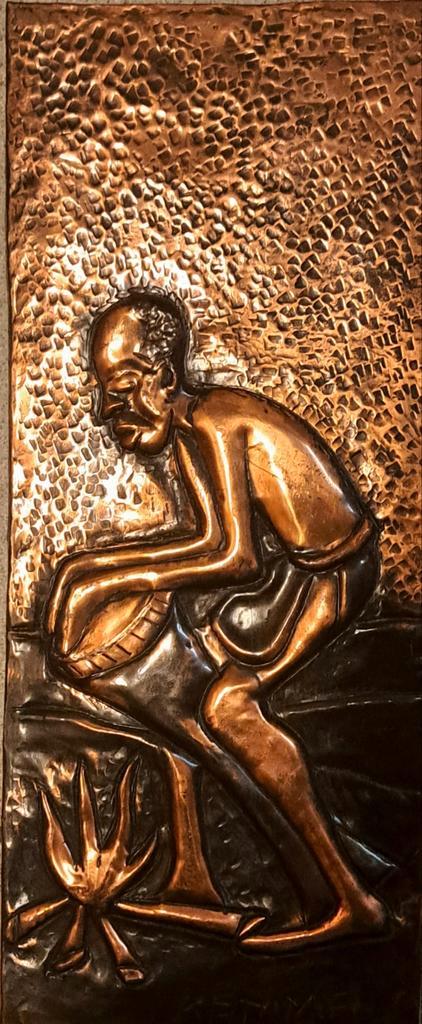 Panneau mural en cuivre — Signé « KANIMA », Antiquités & Art, Antiquités | Bronze & Cuivre, Cuivre, Enlèvement