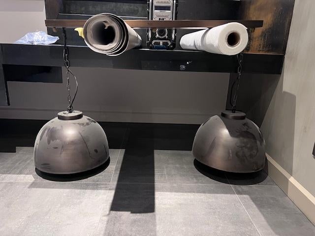 Plafond hanglamp industrieel, Huis en Inrichting, Lampen | Hanglampen, Zo goed als nieuw, 50 tot 75 cm, Metaal, Ophalen