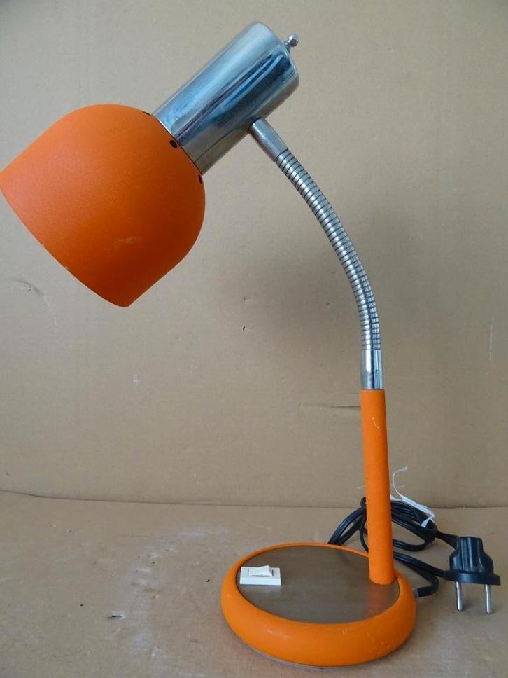 Lampe vintage orange lampe de table de bureau en métal 40cm, Antiquités & Art, Curiosités & Brocante, Enlèvement ou Envoi