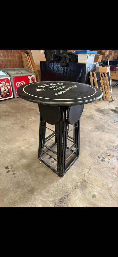 Bartafel met 4 barstoelen opklapbaar., Huis en Inrichting, Ophalen, Zo goed als nieuw
