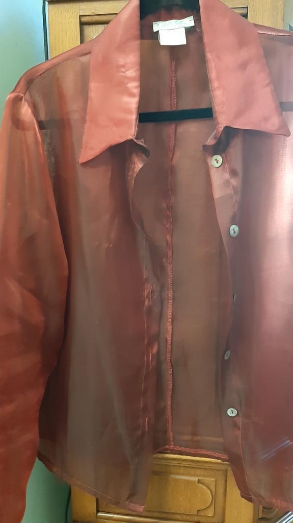 Feestelijke wijnrode Jeff Gallano hemdsbloes 40, Kleding | Dames, Blouses en Tunieken, Zo goed als nieuw, Maat 38/40 (M), Rood