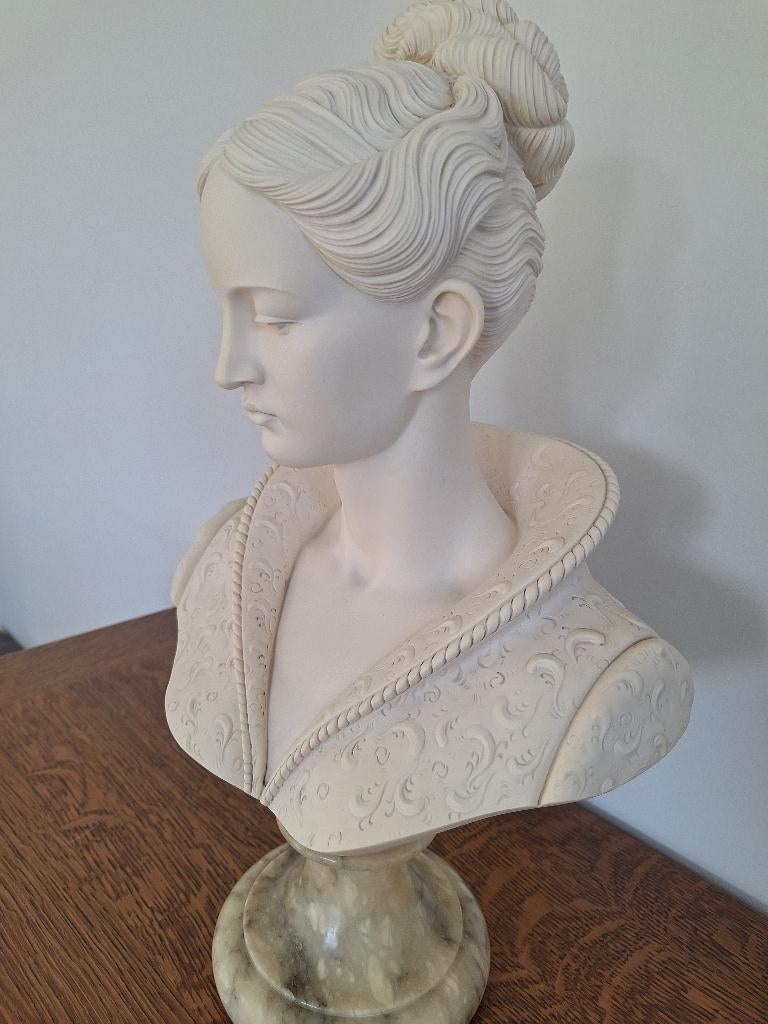 Buste Lady, Antiquités & Art, Art | Sculptures & Bois, Buste, Pierre ou céramique, Femme, 20 - 50 cm, Europe, Art nouveau, Blanc
