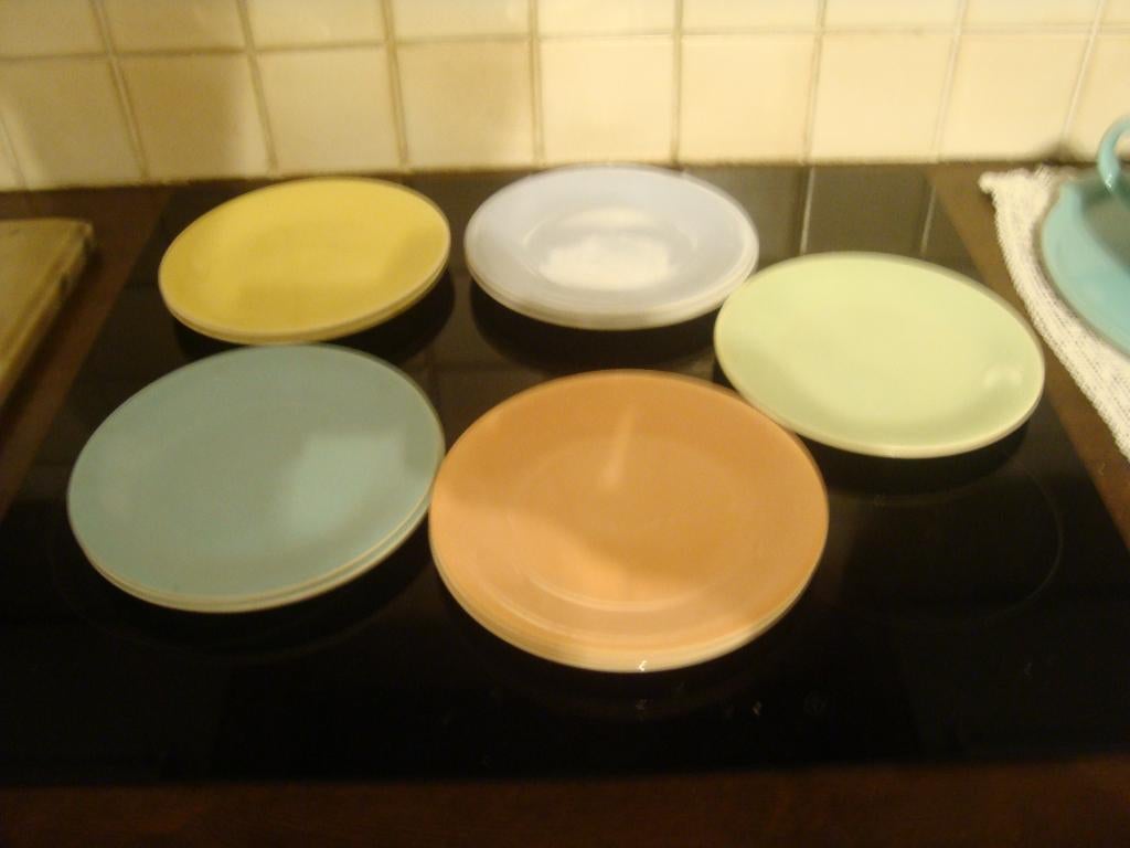 9 Dessertborden Boch. Jaren'50/60, Antiek en Kunst, Ophalen