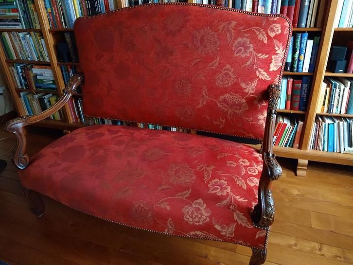 Uitzonderlijke zetel, canapé, zitbank, sofa, halbank, Antiek en Kunst, Antiek | Meubels | Stoelen en Sofa's, Ophalen