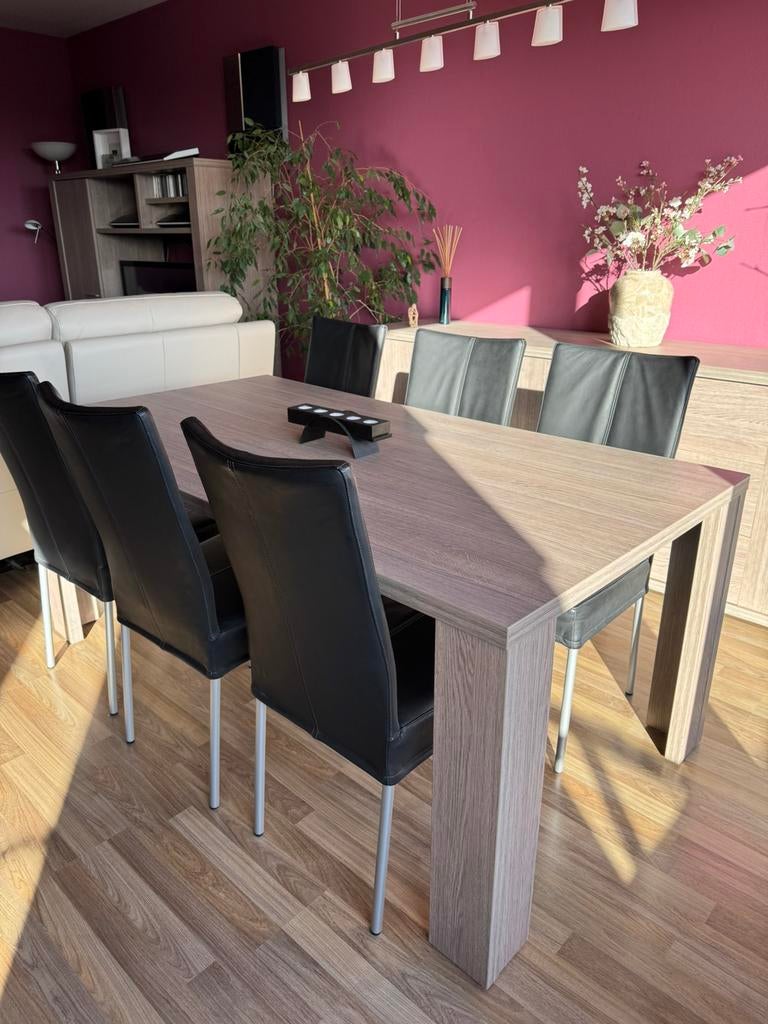 Chaises en cuir (noir), Maison & Meubles, Chaises, Comme neuf, Enlèvement, Cinq, Six Chaises ou plus, Cuir