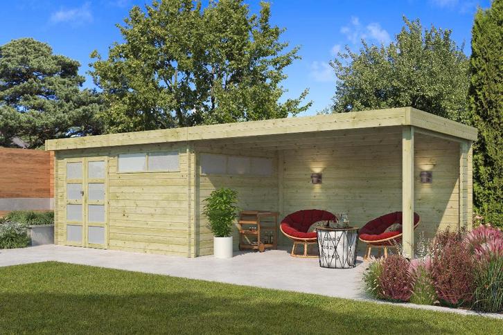 NOUVELLE Cabane en rondins avec auvent 4603EXT400AC, Hobby & Loisirs créatifs, Hobby & Loisirs Autre, Neuf, Envoi