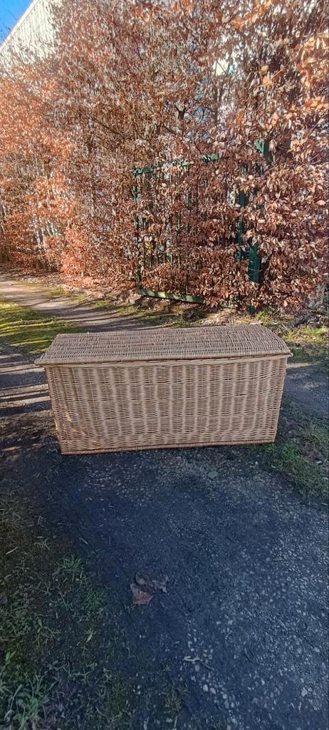 Vintage rieten opbergkoffer, Tuin en Terras, Tuinmeubel-accessoires, Ophalen