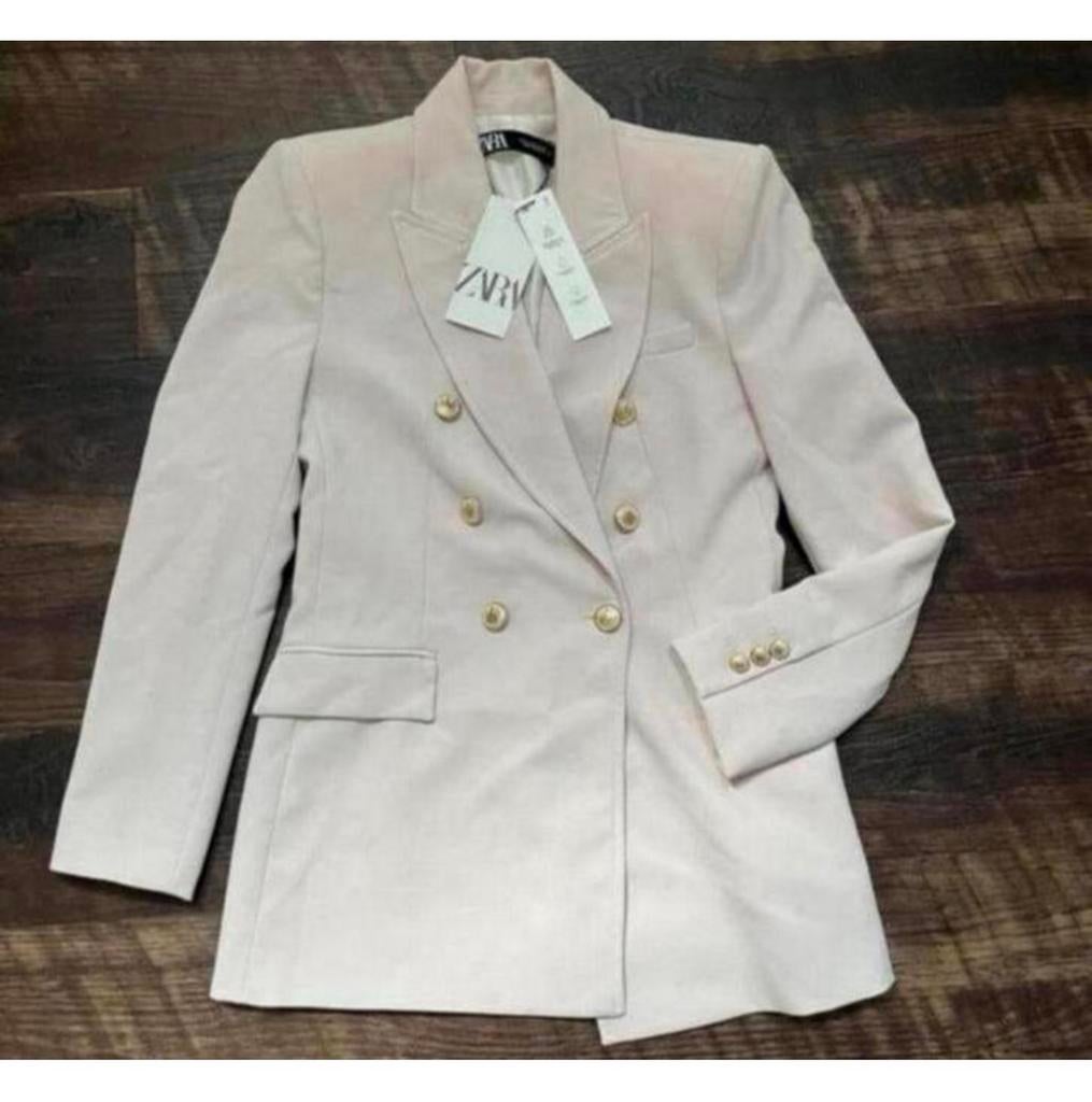 Zara Lange Double Breasted Blazer jack NIEUW S beige-roze, Kleding | Dames, Nieuw, Ophalen of Verzenden, Jasje, Roze