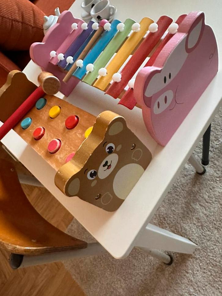 Speelgoed hamerbank en xylofoon , hout, Kinderen en Baby's, Speelgoed | Educatief en Creatief, Gebruikt, Ontdekken, Met geluid