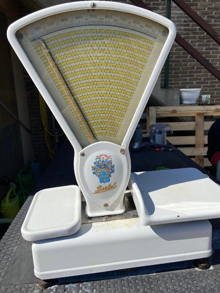 Oude vintage emaille weegschaal Berkel, Antiek en Kunst, Antiek | Keukengerei, Ophalen