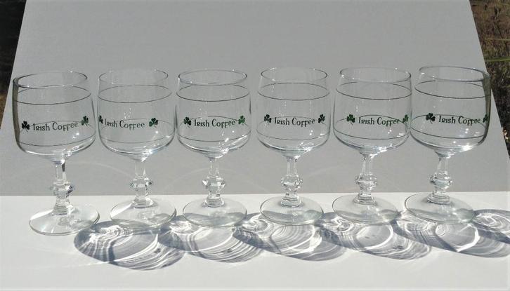 6 Vintage Shamrock Irish Coffee-glazen jaren ’80, Verzamelen, Glas en Drinkglazen, Zo goed als nieuw, Overige typen, Ophalen of Verzenden