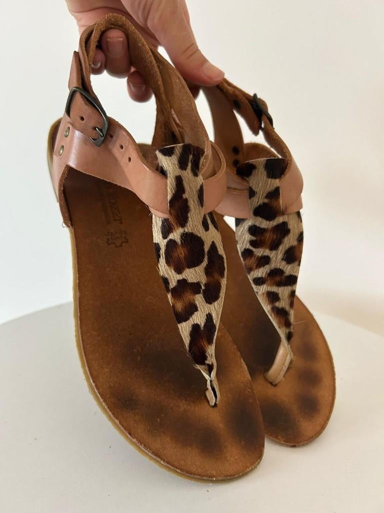 Marco Tozzi - lederen sandalen - 37, Overige kleuren, Marco Tozzi, Zo goed als nieuw, Sandalen of Muiltjes