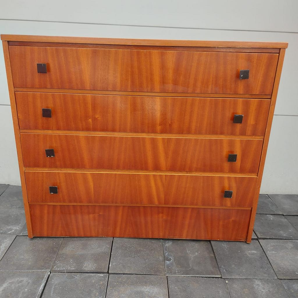 Vintage houten ladekast - 4 lades, Ophalen, Zo goed als nieuw