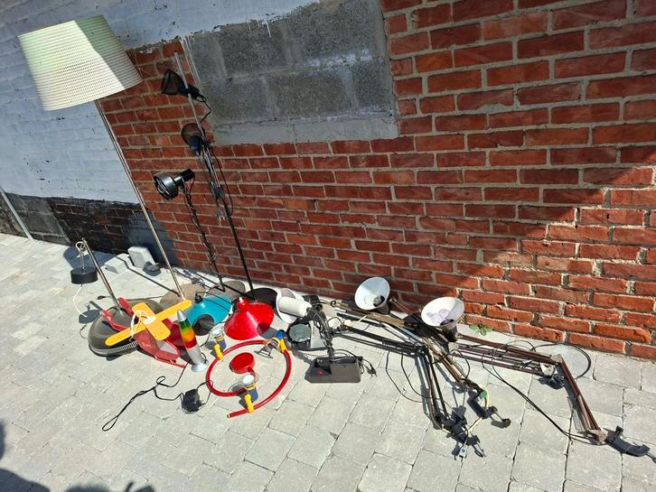 Lot vintage lampen (deel met werk aan), Huis en Inrichting, Lampen | Tafellampen, Metaal, Ophalen