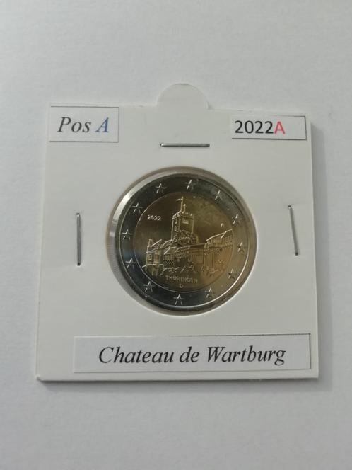 2 € commémorative Allemagne  2022 chateau de Wartburg, Timbres & Monnaies, Monnaies | Europe | Monnaies euro, Série, 2 euros, Allemagne