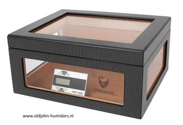 HUMIDOR "MILANO" DIGITALE HYGROMETER 95 SIGAREN CARBON   h09 beschikbaar voor biedingen