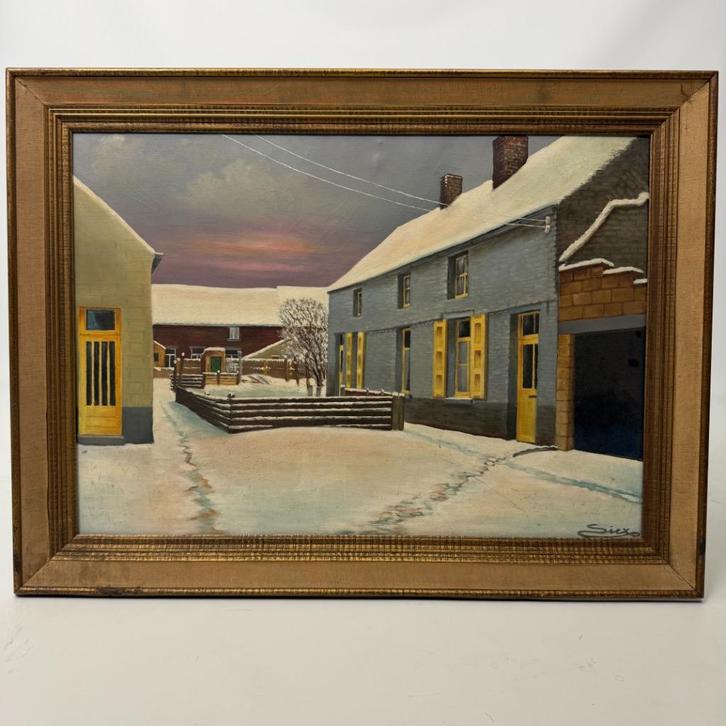 Olieverf op doek ‘Cour boraine’ van Sicx, Antiek en Kunst, Kunst | Schilderijen | Klassiek, Ophalen of Verzenden