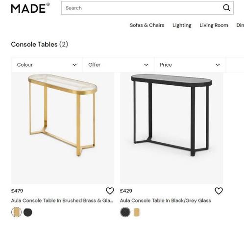 Aula consoletafel glas en messing, Huis en Inrichting, Tafels | Sidetables, Gebruikt, 25 tot 50 cm, 50 tot 100 cm, Rechthoekig