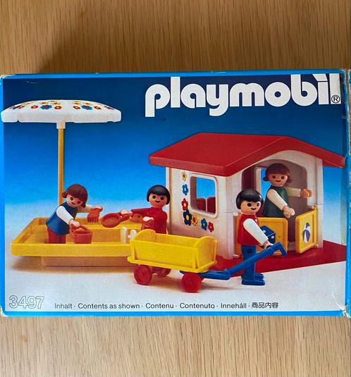 Vintage (1985 ) Playmobil ( 3497 ) Speelhuisje en zandbak 🍄, Kinderen en Baby's, Speelgoed | Playmobil, Zo goed als nieuw, Complete set