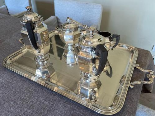 Verzilverd thee- en koffieservies Christofle, Antiek en Kunst, Antiek | Zilver en Goud, Zilver, Ophalen